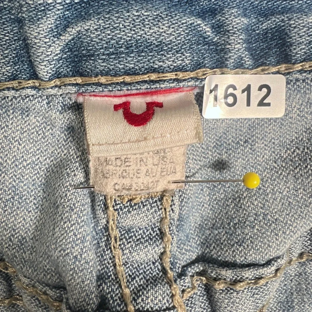 True Religion Rainbow Billy Mens Jeans 34 Light Wash Straight Leg‎ Made in USA